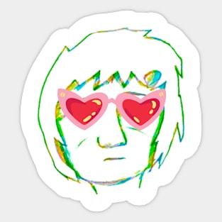 Sad woman with red glasess Sticker